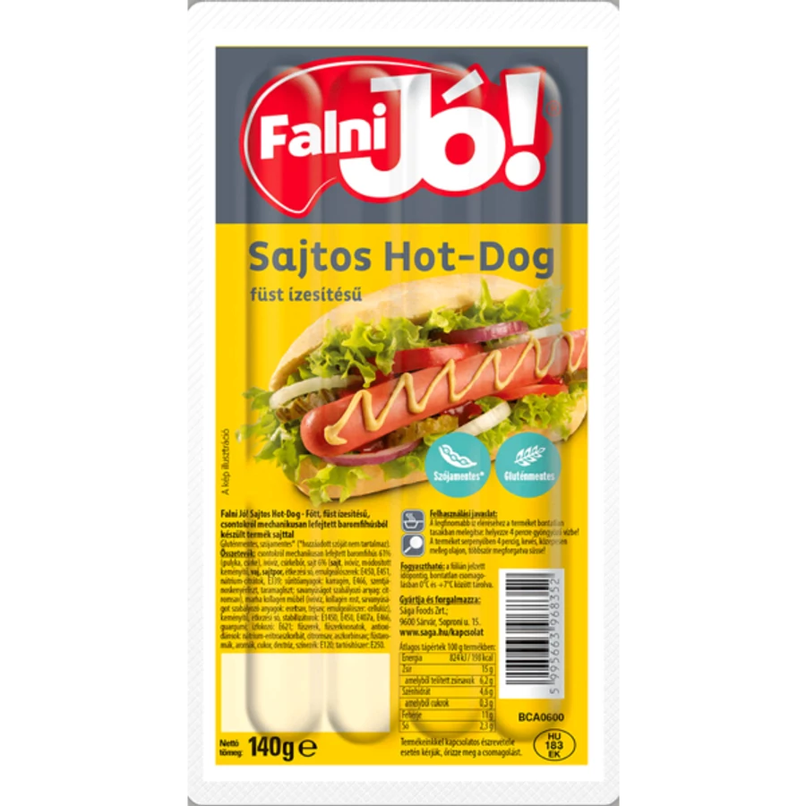.Sága Falni jó Hot-Dog 140g Sajtos